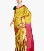 CLASSICATE from the house of The Chennai Silks  Women's Olive Green Kanjivaram Silk Saree With Blouse