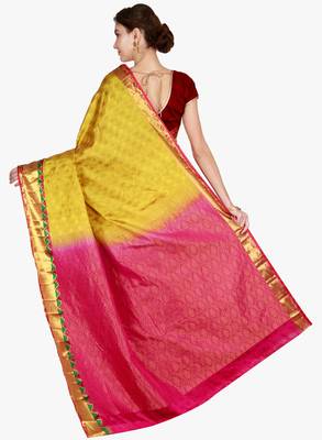 CLASSICATE from the house of The Chennai Silks  Women's Olive Green Kanjivaram Silk Saree With Blouse 3