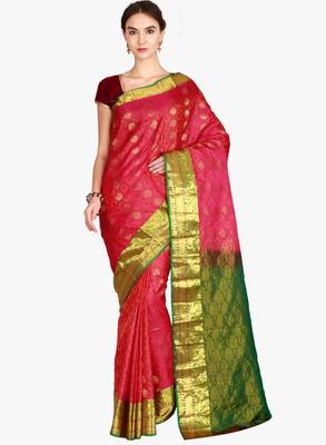 CLASSICATE from the house of The Chennai Silks  Women's Red Kanjivaram Silk Saree With Blouse 1