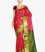 CLASSICATE from the house of The Chennai Silks  Women's Red Kanjivaram Silk Saree With Blouse