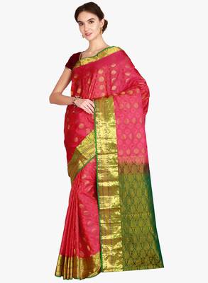 CLASSICATE from the house of The Chennai Silks  Women's Red Kanjivaram Silk Saree With Blouse 2