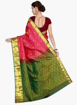 CLASSICATE from the house of The Chennai Silks  Women's Red Kanjivaram Silk Saree With Blouse 3