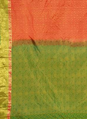 CLASSICATE from the house of The Chennai Silks  Women's Orange Kanjivaram Silk Saree With Blouse 4