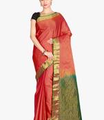 CLASSICATE from the house of The Chennai Silks  Women's Orange Kanjivaram Silk Saree With Blouse