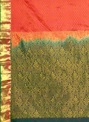 CLASSICATE from the house of The Chennai Silks  Women's Orange Kanjivaram Silk Saree With Blouse 4