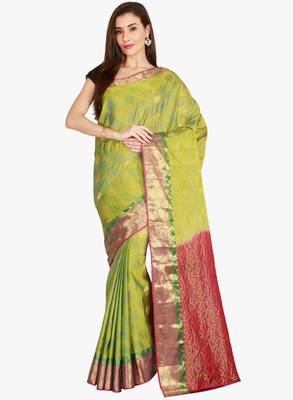 CLASSICATE from the house of The Chennai Silks  Women's Green Kanjivaram Silk Saree With Blouse 1