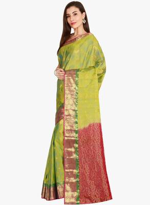 CLASSICATE from the house of The Chennai Silks  Women's Green Kanjivaram Silk Saree With Blouse 2