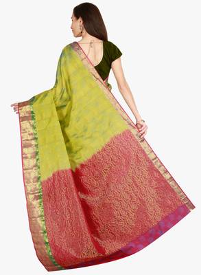 CLASSICATE from the house of The Chennai Silks  Women's Green Kanjivaram Silk Saree With Blouse 3