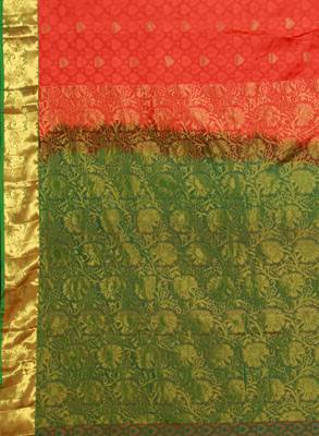 CLASSICATE from the house of The Chennai Silks  Women's Orange Kanjivaram Silk Saree With Blouse 4