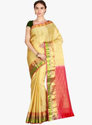 CLASSICATE from the house of The Chennai Silks  Women's Beige Kanjivaram Silk Saree With Blouse 1