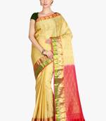CLASSICATE from the house of The Chennai Silks  Women's Beige Kanjivaram Silk Saree With Blouse
