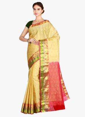 CLASSICATE from the house of The Chennai Silks  Women's Beige Kanjivaram Silk Saree With Blouse 2