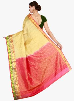 CLASSICATE from the house of The Chennai Silks  Women's Beige Kanjivaram Silk Saree With Blouse 3