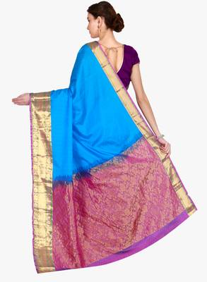 CLASSICATE from the house of The Chennai Silks  Women's Blue Kanjivaram Silk Saree With Blouse 3