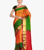CLASSICATE from the house of The Chennai Silks  Women's Gold Kanjivaram Silk Saree With Blouse
