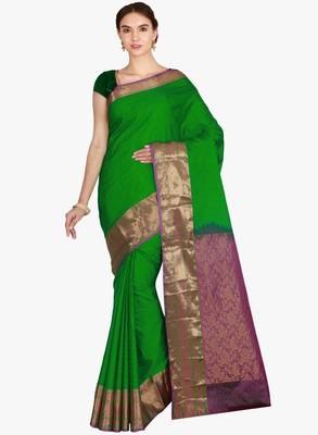 CLASSICATE from the house of The Chennai Silks  Women's Green Kanjivaram Silk Saree With Blouse 1
