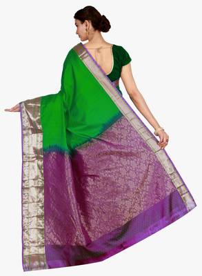 CLASSICATE from the house of The Chennai Silks  Women's Green Kanjivaram Silk Saree With Blouse 3