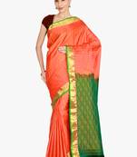 CLASSICATE from the house of The Chennai Silks  Women's Orange Kanjivaram Silk Saree With Blouse