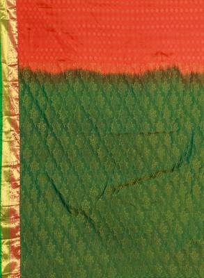 CLASSICATE from the house of The Chennai Silks  Women's Orange Kanjivaram Silk Saree With Blouse 4