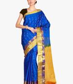 CLASSICATE from the house of The Chennai Silks  Women's Blue Kanjivaram Silk Saree With Blouse