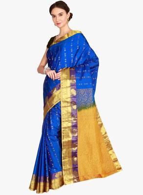 CLASSICATE from the house of The Chennai Silks  Women's Blue Kanjivaram Silk Saree With Blouse 2