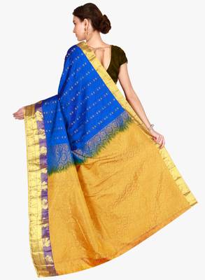 CLASSICATE from the house of The Chennai Silks  Women's Blue Kanjivaram Silk Saree With Blouse 3