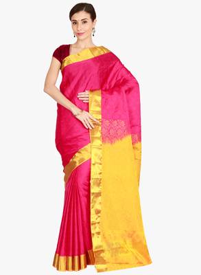 CLASSICATE from the house of The Chennai Silks  Women's Pink Kanjivaram Silk Saree With Blouse 1