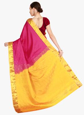 CLASSICATE from the house of The Chennai Silks  Women's Pink Kanjivaram Silk Saree With Blouse 3