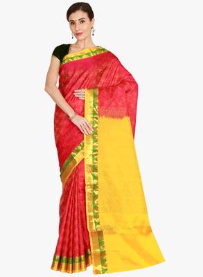 CLASSICATE from the house of The Chennai Silks  Women's Red Kanjivaram Silk Saree With Blouse 1