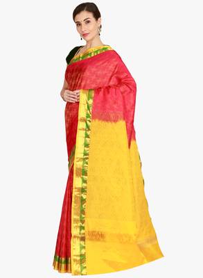 CLASSICATE from the house of The Chennai Silks  Women's Red Kanjivaram Silk Saree With Blouse 2