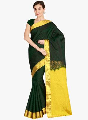 CLASSICATE from the house of The Chennai Silks  Women's Green Kanjivaram Silk Saree With Blouse 1