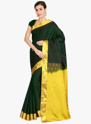 CLASSICATE from the house of The Chennai Silks  Women's Green Kanjivaram Silk Saree With Blouse 2