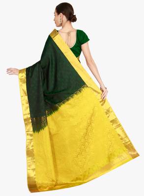 CLASSICATE from the house of The Chennai Silks  Women's Green Kanjivaram Silk Saree With Blouse 3
