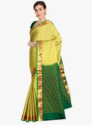 CLASSICATE from the house of The Chennai Silks  Women's Green Kanjivaram Silk Saree With Blouse 2