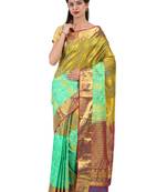 CLASSICATE from the house of The Chennai Silks  Women's Green Dharmavaram Silk Saree With Blouse