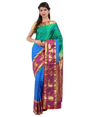CLASSICATE from the house of The Chennai Silks  Women's Multicolor Dharmavaram Silk Saree With Blouse 1