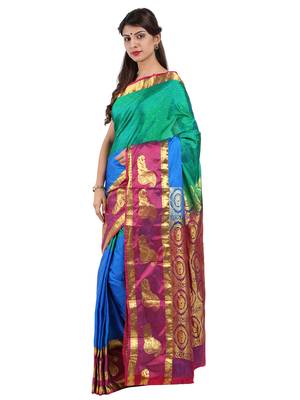 CLASSICATE from the house of The Chennai Silks  Women's Multicolor Dharmavaram Silk Saree With Blouse 2