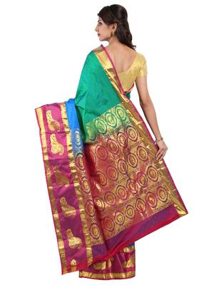 CLASSICATE from the house of The Chennai Silks  Women's Multicolor Dharmavaram Silk Saree With Blouse 3