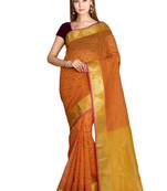 CLASSICATE from the house of The Chennai Silks  Women's Orange Chanderi Cotton Saree With Blouse