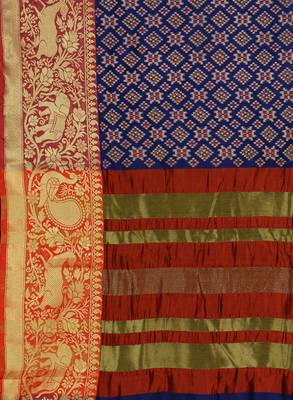 CLASSICATE from the house of The Chennai Silks  Women's Navy Blue Chanderi Cotton Saree With Blouse 4