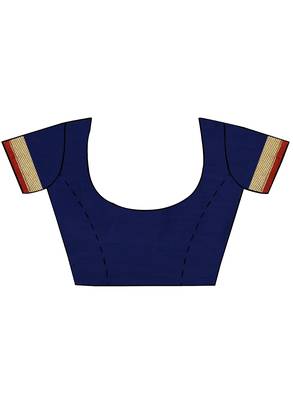 CLASSICATE from the house of The Chennai Silks  Women's Navy Blue Chanderi Cotton Saree With Blouse 5