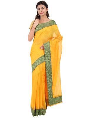 CLASSICATE from the house of The Chennai Silks  Women's Yellow Chanderi Cotton Saree With Blouse 1