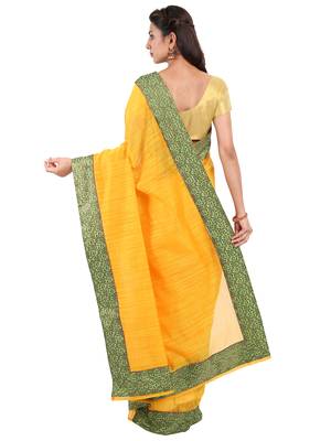 CLASSICATE from the house of The Chennai Silks  Women's Yellow Chanderi Cotton Saree With Blouse 3
