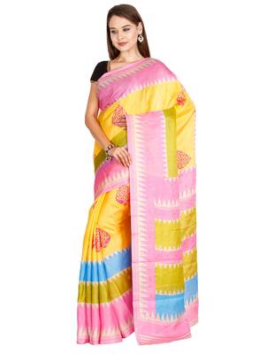 CLASSICATE from the house of The Chennai Silks  Women's Yellow Bhagalpuri Saree With Blouse 2