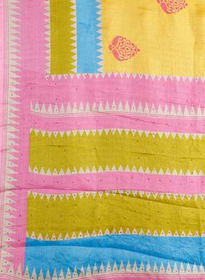 CLASSICATE from the house of The Chennai Silks  Women's Yellow Bhagalpuri Saree With Blouse 4