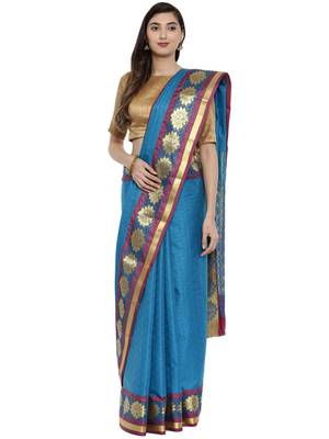 CLASSICATE from the house of The Chennai Silks  Women's Blue Dharmavaram Silk Saree With Blouse 1