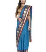 CLASSICATE from the house of The Chennai Silks  Women's Blue Dharmavaram Silk Saree With Blouse