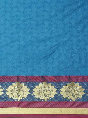 CLASSICATE from the house of The Chennai Silks  Women's Blue Dharmavaram Silk Saree With Blouse 3