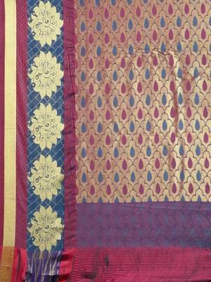 CLASSICATE from the house of The Chennai Silks  Women's Blue Dharmavaram Silk Saree With Blouse 4