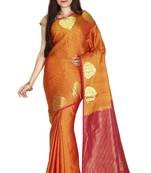 CLASSICATE from the house of The Chennai Silks  Women's Orange Kanjivaram Silk Saree With Blouse